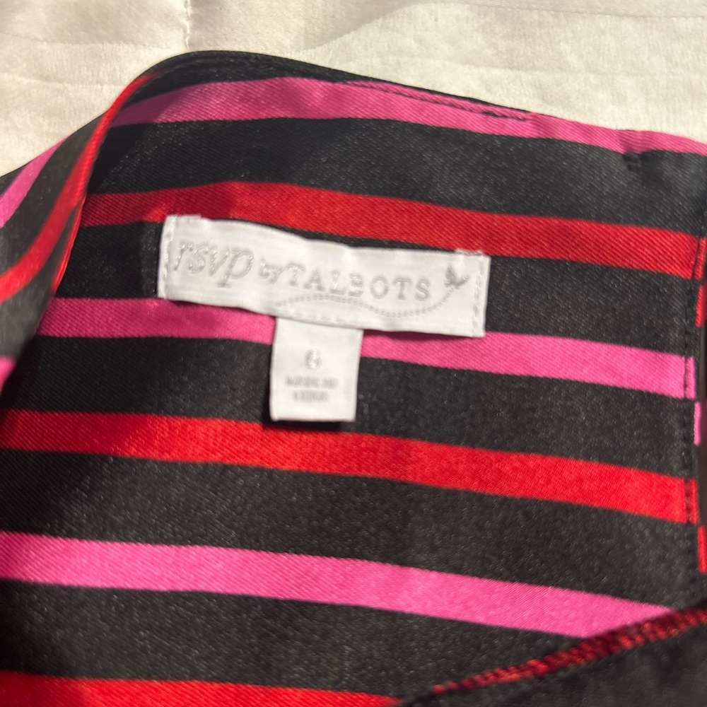 Talbots Red and Pink Polo Collar Button Down Blouse